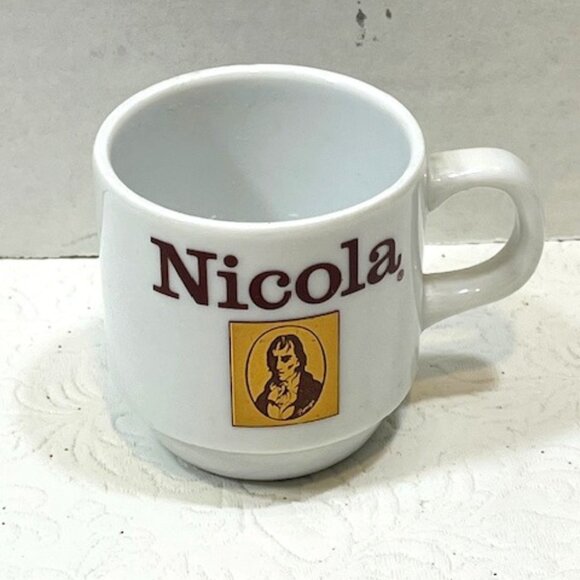 VTG Porcelain Nicola Coffee Gilded Portrait Logo Espresso Cup Portugal 2.2"Tall - Picture 2 of 16